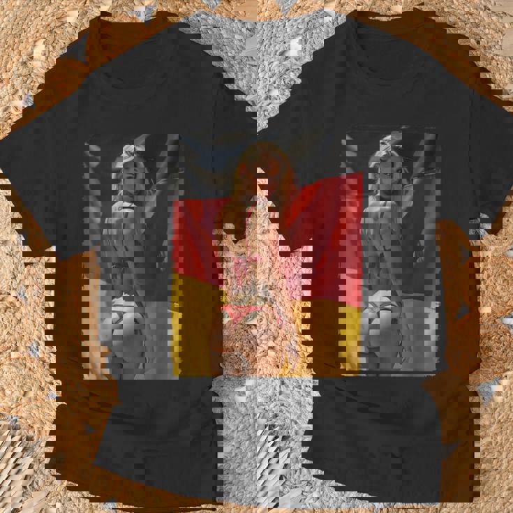 セクシーガールグラフィックtシャツ 「セクシーピンナップガール&ドイツ国旗」 Tシャツ 高齢者への贈り物