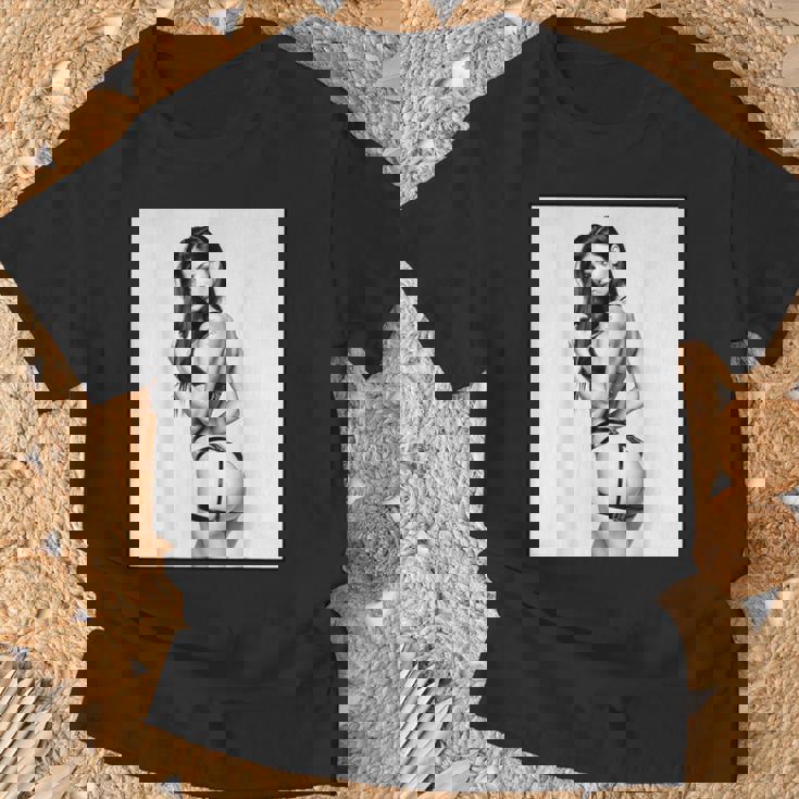 セクシーガールグラフィックtシャツ セクシーブルネットピンナップガール B&W Tシャツ 高齢者への贈り物