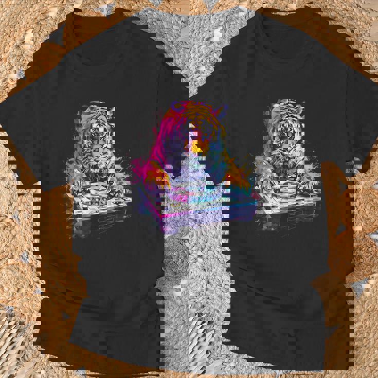 タイガーミュージック Dj ターンテーブル Dj タイガーテクノ ダンスクラブ ハウス Tシャツ 高齢者への贈り物