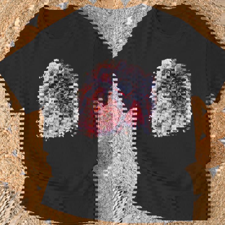 タランチュラ フローラル アートワーク アニマルアート 野生動物 タランチュラ 恋人 Tシャツ 高齢者への贈り物