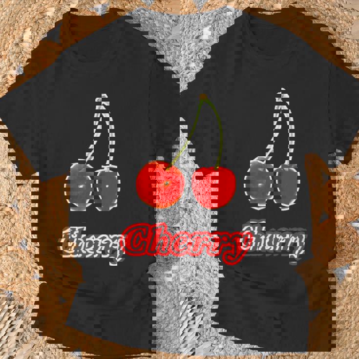 チェリー Cherry さくらんぼ 『フルーツ ポップ』果物 リアル レトロ 面白い イラスト Tシャツ 高齢者への贈り物