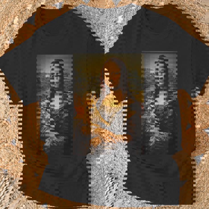 チワワ モナリザ 絵画 アート 犬 ママ お父さん Tシャツ 高齢者への贈り物