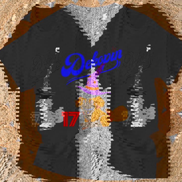 デコピン、デコイ、犬シャツ、No17、愛犬、コーイケルホンディエ、野球観戦、Dekopin Decoy ハロウィン Tシャツ 高齢者への贈り物