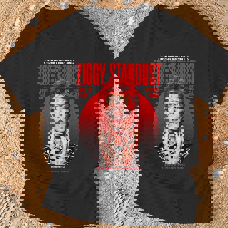 デヴィッド・ボウイ ジギー スターダスト モーションピクチャー カラー スキタ写真 Tシャツ 高齢者への贈り物