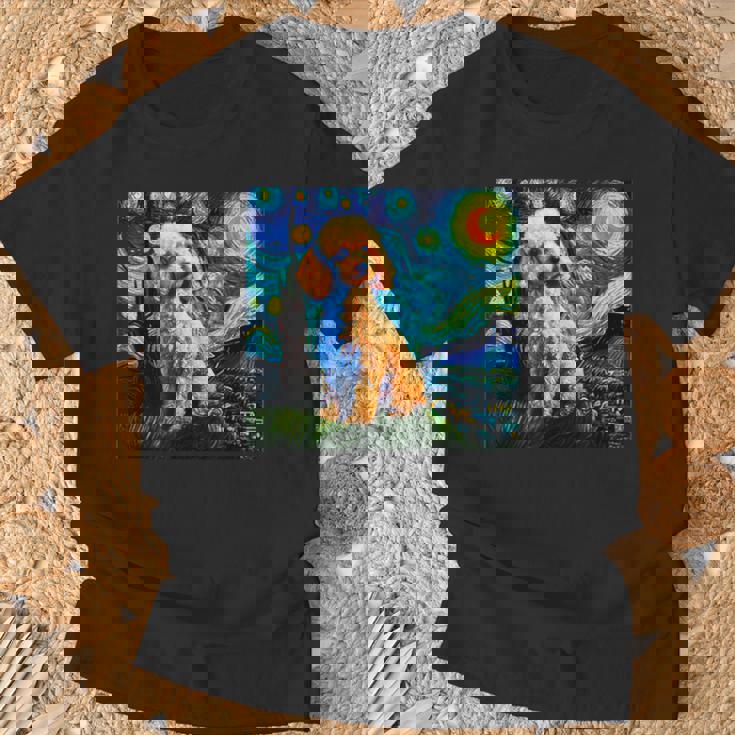 トイプードル 面白いtシャツ 犬 ゴッホ 星月夜 かわいい メンズ 子供 おもしろ 服 グッズ ネタ Tシャツ 高齢者への贈り物