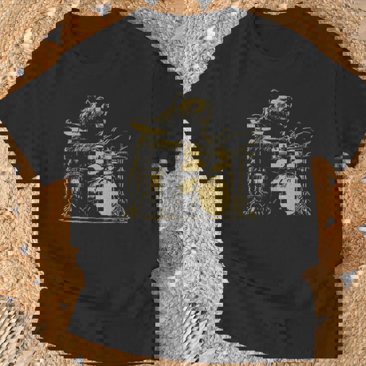 ドラマー ドラム クマ ドラムを演奏するミュージシャン Tシャツ 高齢者への贈り物
