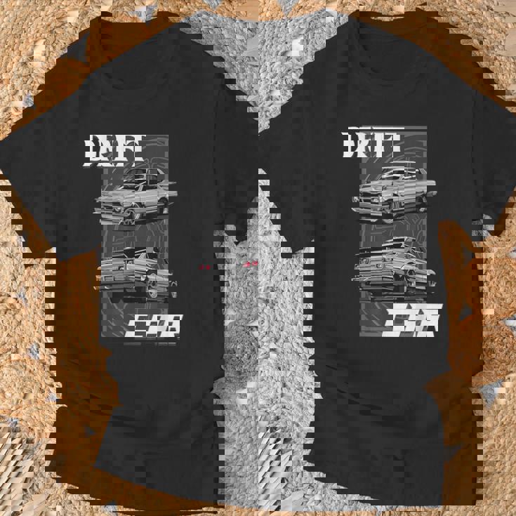 ドリフトカー ジャパニーズクラシックチューニングカー Tシャツ 高齢者への贈り物