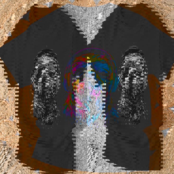 ナマケモノ カラフルな色彩 ポップアート グラフィック 怠け者 Tシャツ 高齢者への贈り物