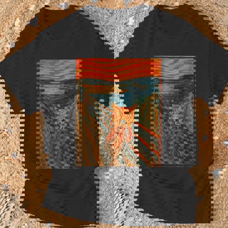 ニャンコの叫び 面白い 猫 ムンクの叫び パロディ おもしろ 服 おもしろグッズ ネタ Tシャツ 高齢者への贈り物
