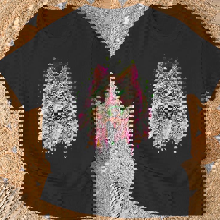 ネイティブアメリカン オオカミの頭 トライバル ボヘミアン タトゥーアート Tシャツ 高齢者への贈り物