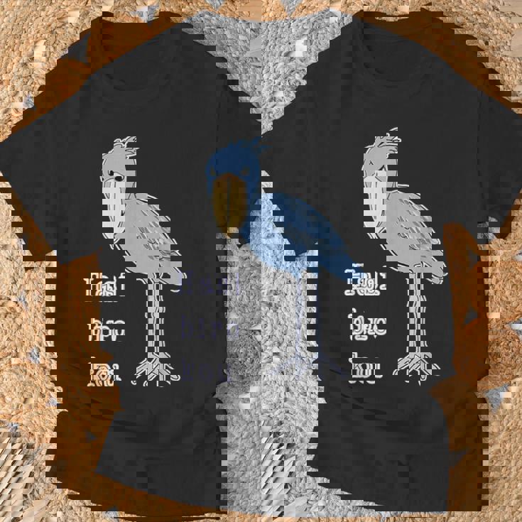 ハシビロコウさん 『セルフィー』青い鳥【どうぶつフレンズ 】ゆるくて かわいい 動物園の生き物 イラスト Tシャツ 高齢者への贈り物