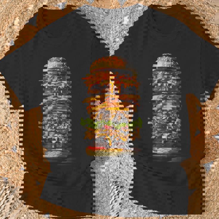 ハンバーガー チーズバーガー ファーストフード愛好家 食通 ギフト Tシャツ 高齢者への贈り物