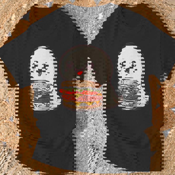 ハンバーガーとかわいいおばけ Tシャツ 高齢者への贈り物