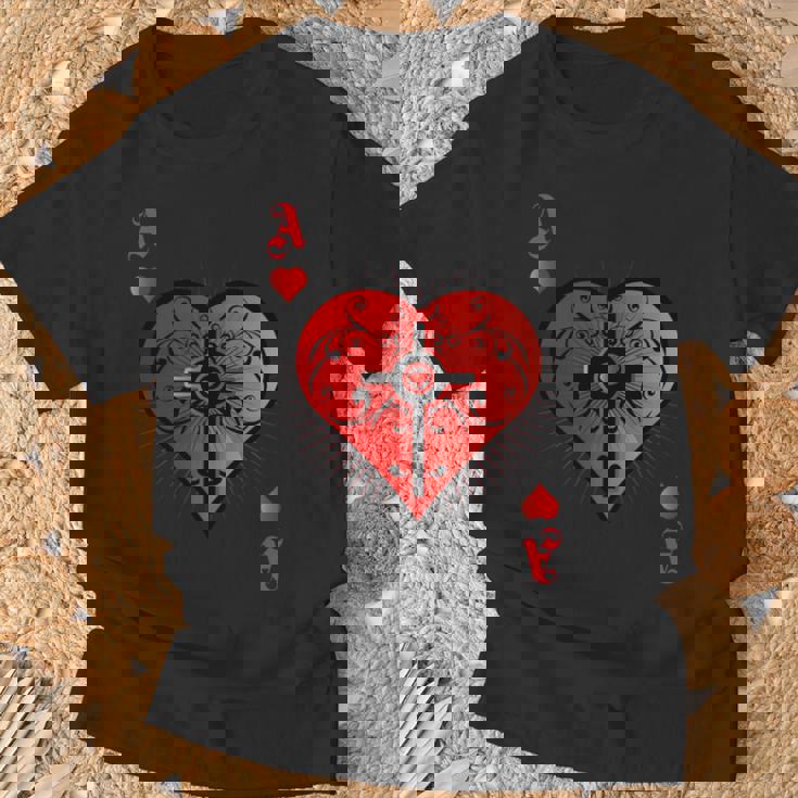 ハートポーカーエースi テキサスホールデムカジノカードケース ポーカー 長袖tシャツ Tシャツ 高齢者への贈り物