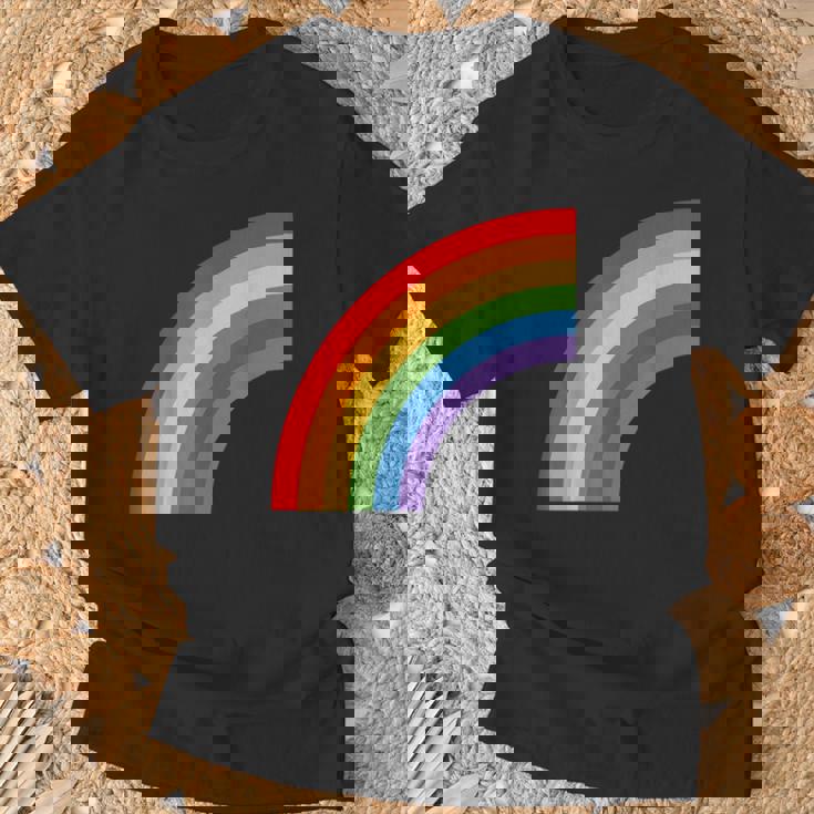 ハーフレインボー Roygbiv カラフルラッキーレインボー Tシャツ 高齢者への贈り物