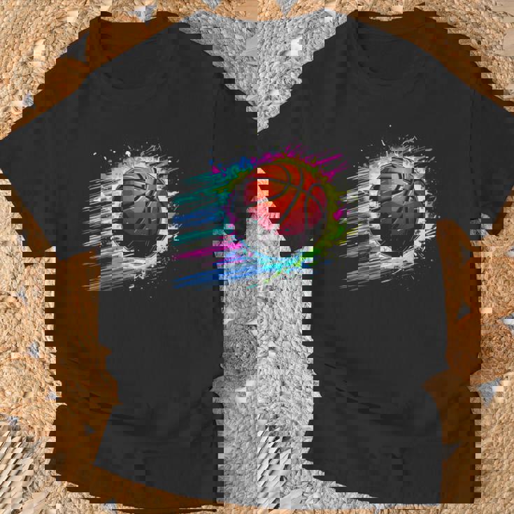 バスケットボール選手 カラフル タイダイ カラーアート スポーツ愛好家 Tシャツ 高齢者への贈り物