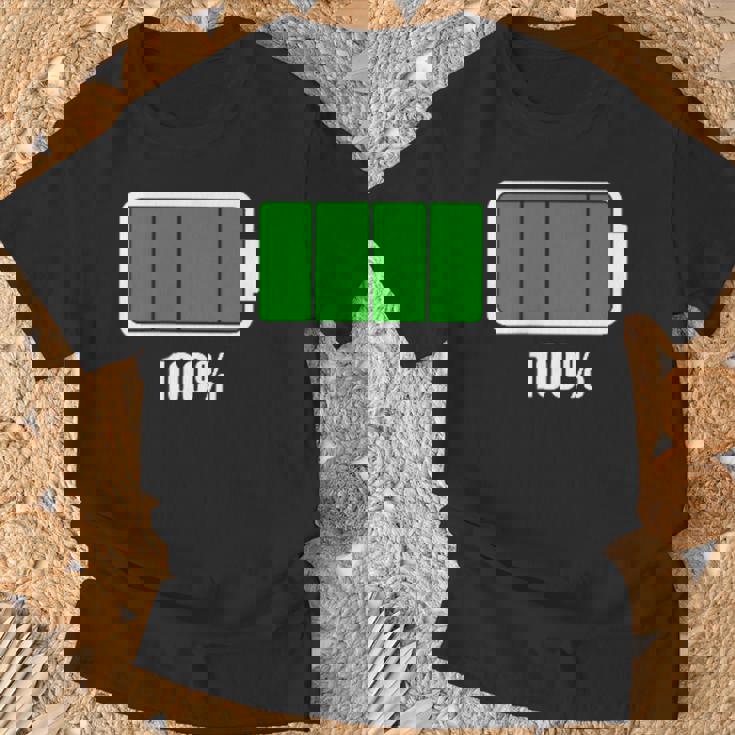 バッテリー100シャツ バッテリーハートフル充電バッテリーフル。 Tシャツ 高齢者への贈り物