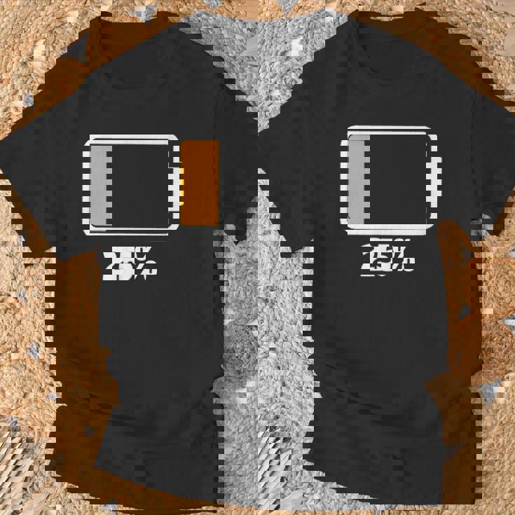 バッテリー25 残り25 バッテリーtシャツバッテリー低 Tシャツ 高齢者への贈り物