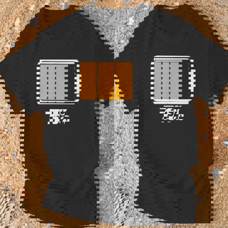 バッテリー75残り75バッテリーフルtシャツバッテリー低 Tシャツ 高齢者への贈り物
