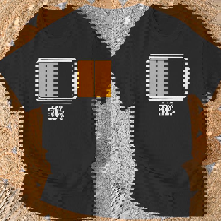 バッテリーハーフ残量50 バッテリーデッドtシャツ バッテリー残量が少ない Tシャツ 高齢者への贈り物