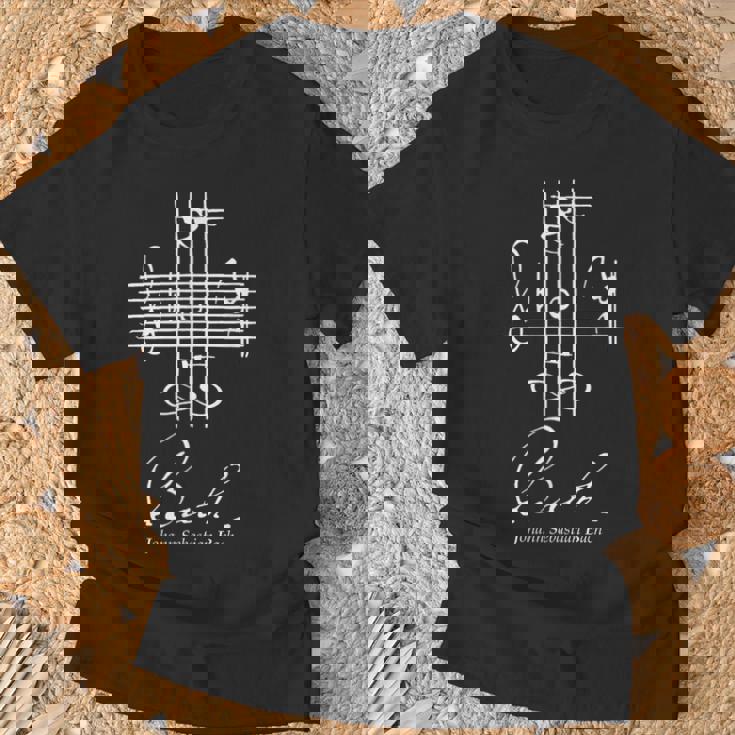 バッハ ミュージカル シグネチャー ノテーション 音楽 クラシック Tシャツ 高齢者への贈り物