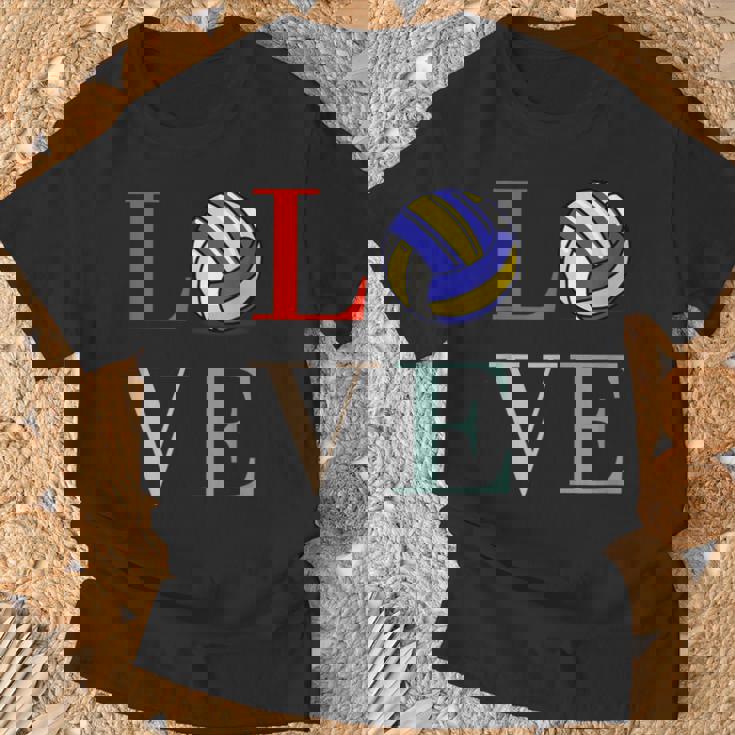 バレーボール 面白い バレー部 おもしろ 文字入り 服 おもしろグッズ 文字 ネタ メンズ Love 部活 Tシャツ 高齢者への贈り物