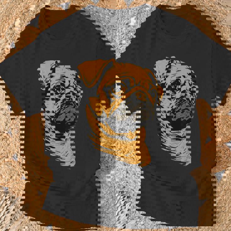 パグ 犬 デザイン ベージュ 犬 ラブ カーリン かわいい パグ Tシャツ 高齢者への贈り物