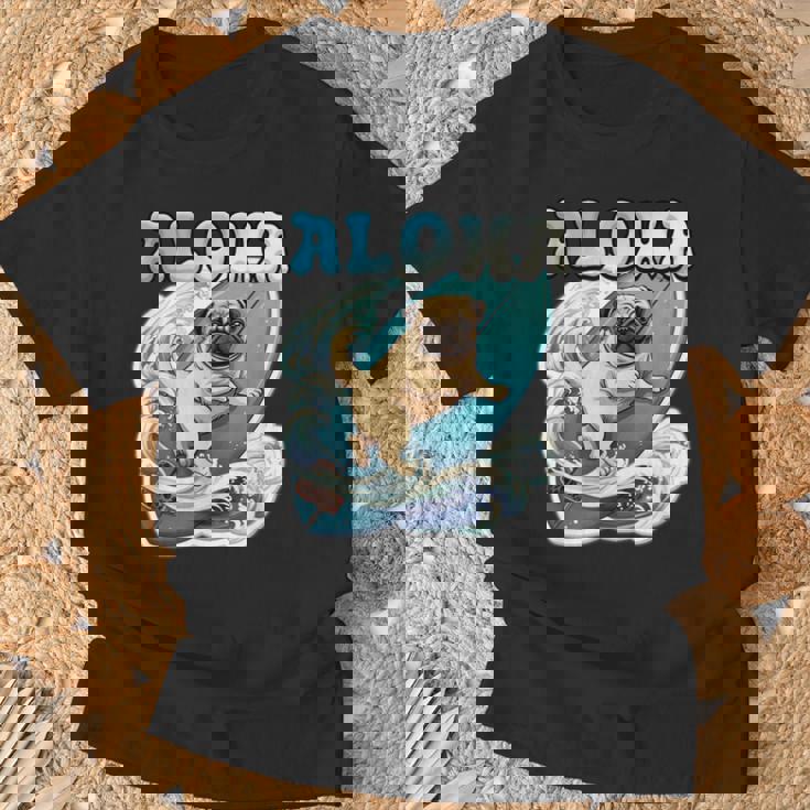 パグサーフィン アロハ サーフボード&ウェーブ Tシャツ 高齢者への贈り物