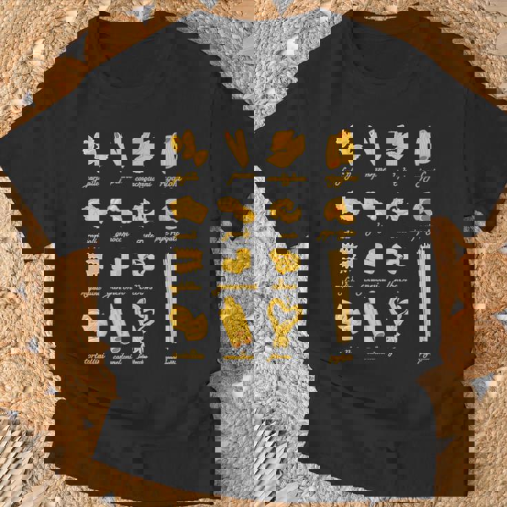 パスタタイプの麺スパゲッティ、ペンネ、トルテリーニ、ファルファッレ Tシャツ 高齢者への贈り物