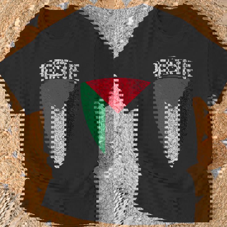 パレスチナ国旗 シールドフリー パレスチナガザ パレスチナ人 Tシャツ 高齢者への贈り物