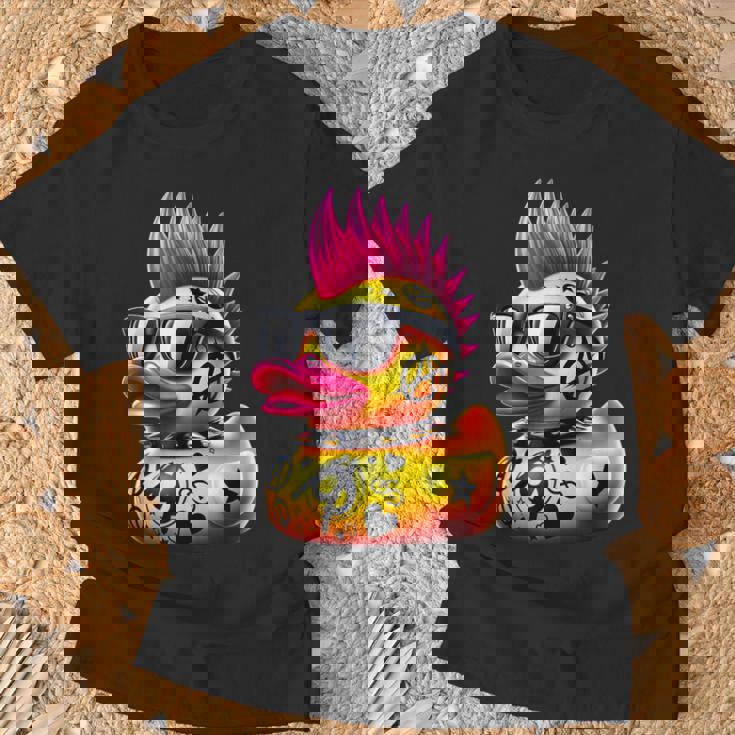 パンク アヒル アヒルの子 パンクロック 面白い 動物好き Tシャツ 高齢者への贈り物