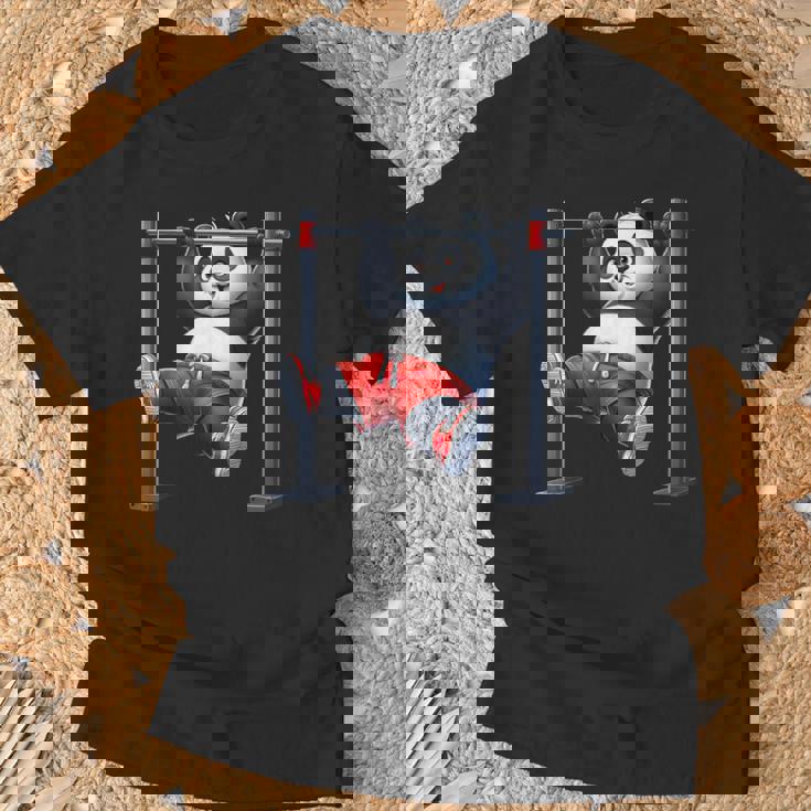 パンダ 懸垂 トレーナー ジム フィットネス ワークアウト トレーニング Tシャツ 高齢者への贈り物