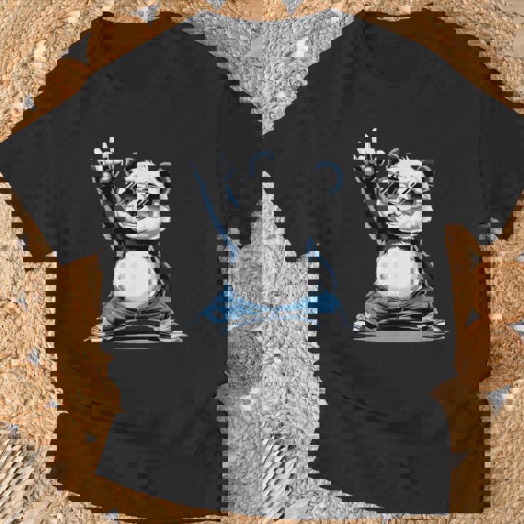 パンダ 熊 ロック 音楽 男性 子供 女性 面白い パンダ Tシャツ 高齢者への贈り物