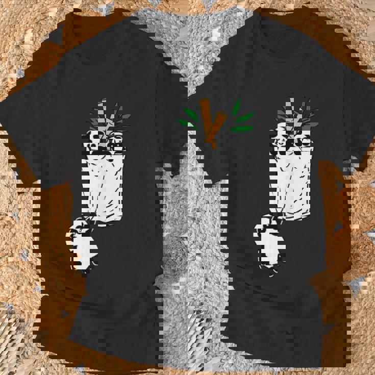 パンダのポケットに入ったパンダ Tシャツ 高齢者への贈り物