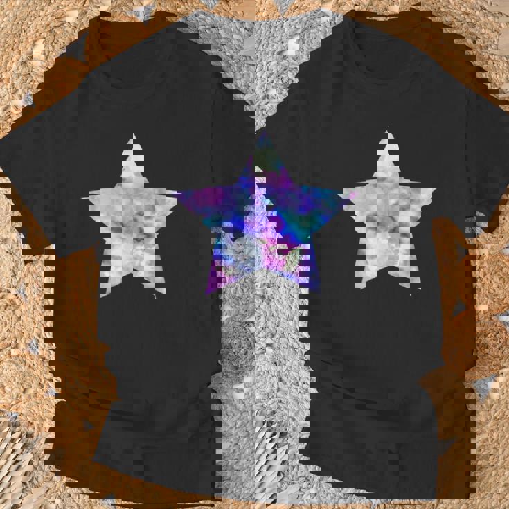 パープル ピンク ブルー プリティ スター Tシャツ 高齢者への贈り物