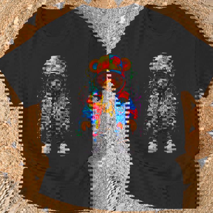 ヒップホップ テディベア カラフル テディベア グラフィック Tシャツ 高齢者への贈り物