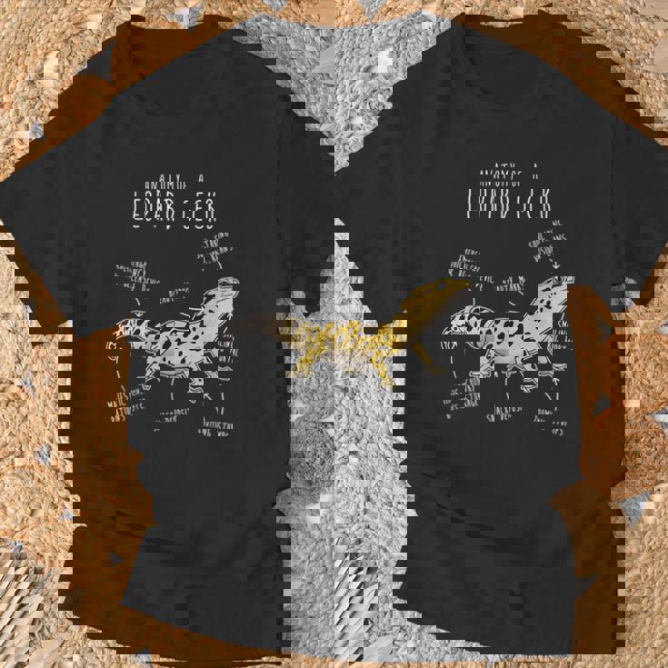 ヒョウゲッコの解剖学、面白いペット爬虫類トカゲ好き。 Tシャツ 高齢者への贈り物