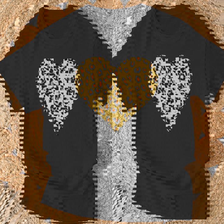 ヒョウ柄ハートデザイン ヒョウ柄 Tシャツ 高齢者への贈り物