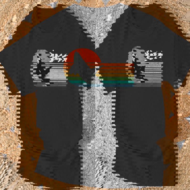 ビンテージ シャチ デザイン レトロ 美的 海 恋人 海 イルカ Tシャツ 高齢者への贈り物