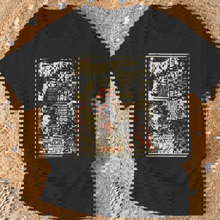 ビンテージホラーフェストポスターハロウィン映画オールドタイムホラー Tシャツ 高齢者への贈り物