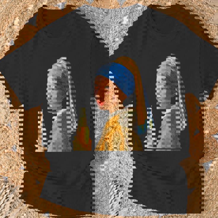 ビール 酒 面白いtシャツ フェルメール 飲み おもしろ 飲み会 のんべえ メンズ ネタ 服 変な Tシャツ 高齢者への贈り物