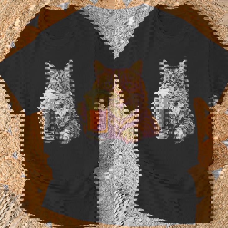 ビールジョッキ かわいい猫 Tシャツ 高齢者への贈り物