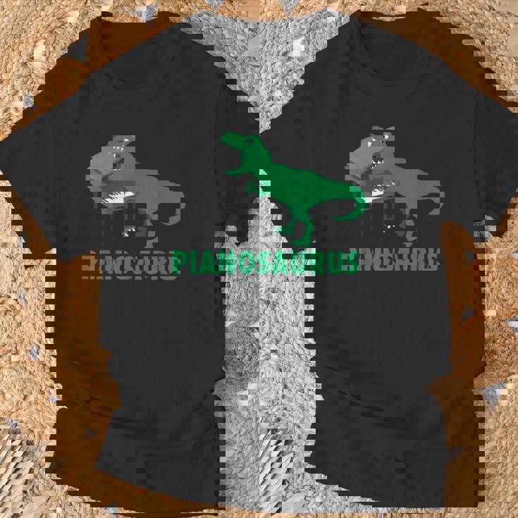 ピアノサウルス ピアノ 恐竜 パーカッション音楽 面白いギフト Tシャツ 高齢者への贈り物