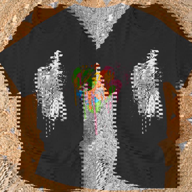 ピンクパンサー グラフィティ ブラック ラインアート Tシャツ 高齢者への贈り物