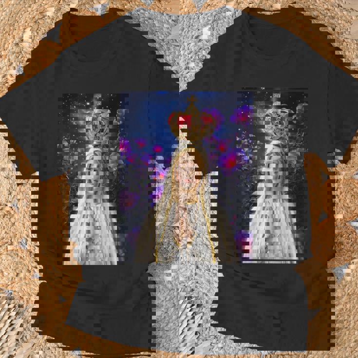 ファティマの聖母、聖母マリア、聖母、聖マリア Tシャツ 高齢者への贈り物