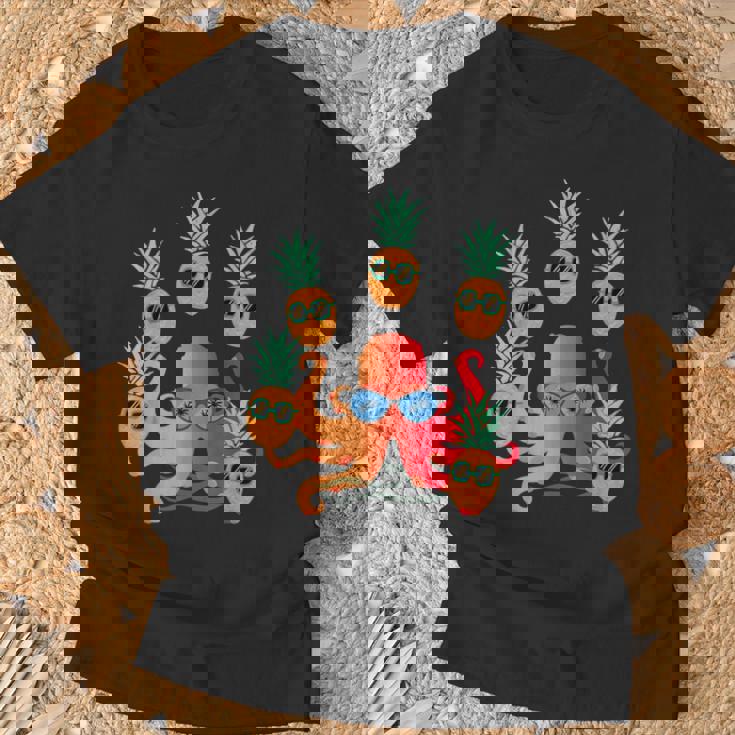 ファニー クール オレンジ タコ ジャグリング パイナップル Tシャツ 高齢者への贈り物