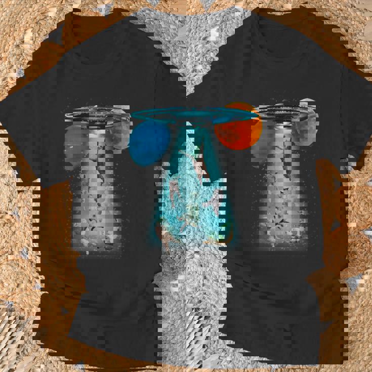 ファニースペースキャット Ufo 宇宙人 空飛ぶ猫 ギャラクシープラネット グラフィック Tシャツ 高齢者への贈り物