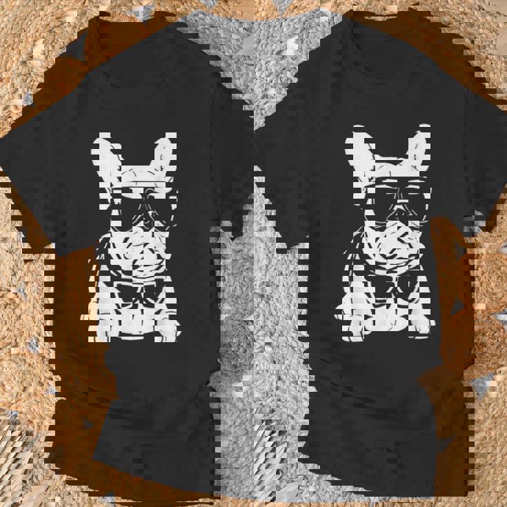 ファニーフレンチブルドッグ サングラス付き フレンチブルドッグ Tシャツ 高齢者への贈り物
