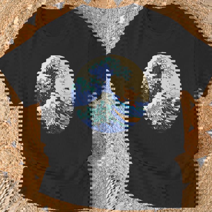 ファンシー 神奈川 大波 相撲 サーフィン パロディ Tシャツ 高齢者への贈り物