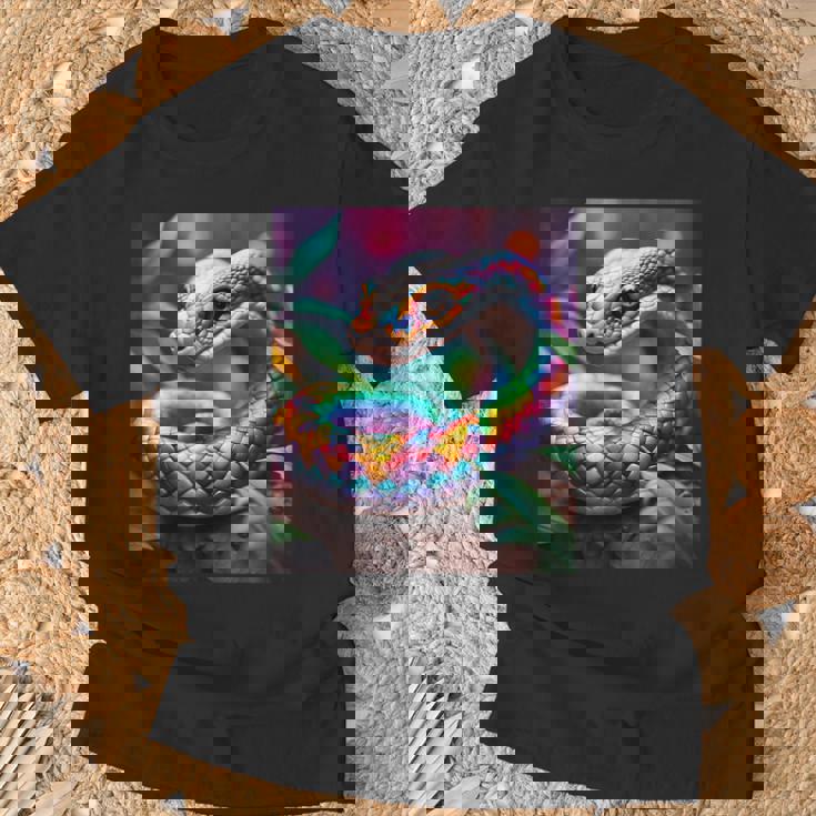 ファンタジー かわいい 鮮やかな蛇の葉 Tシャツ 高齢者への贈り物